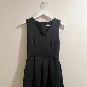 Black Pleated, Sleeveless V-Neck Dress